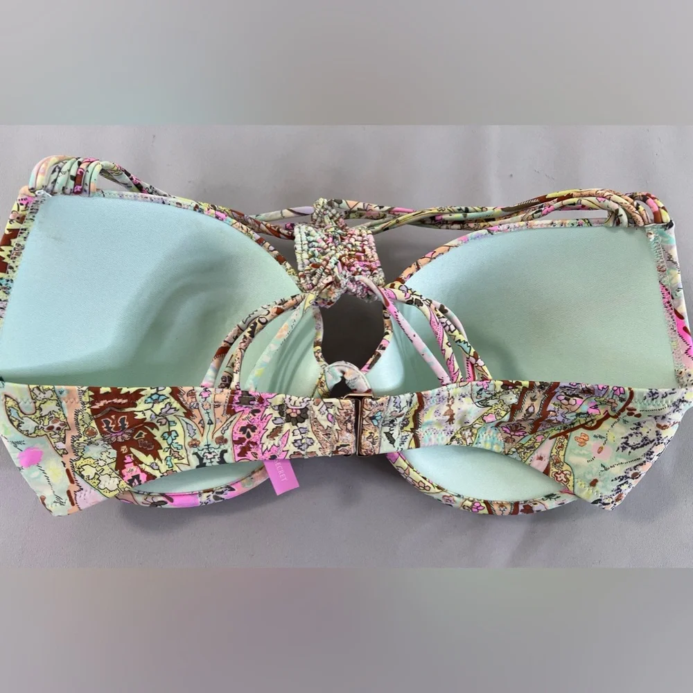 Victorias Secret 36DD Fabulous Bikini Top Padded Floral 6XU Yellow Blue‎
